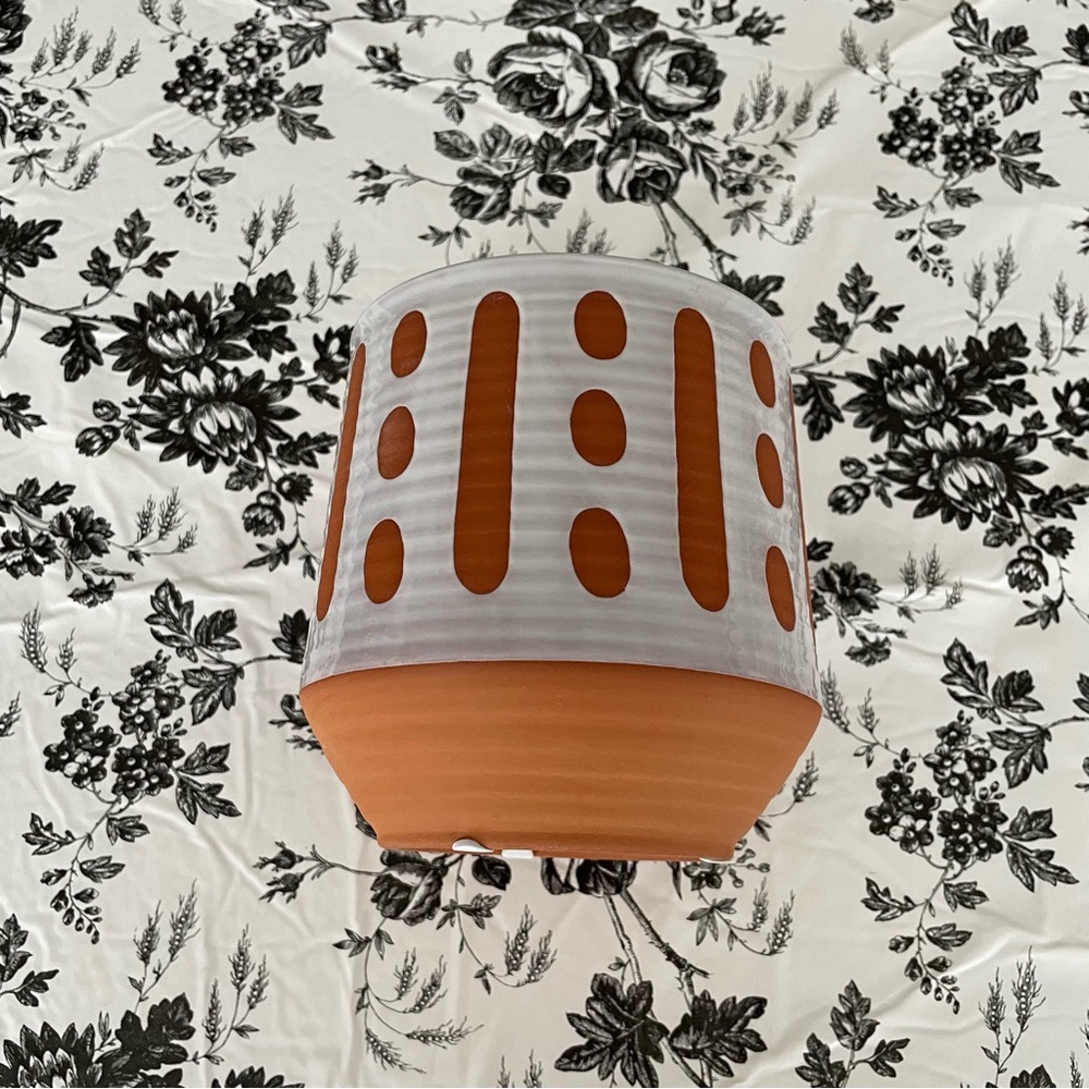Semi Glazed Pottery Dots and Dashes Planter
